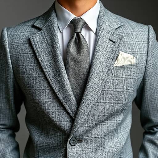 A light grey tweed suit with textured fabric