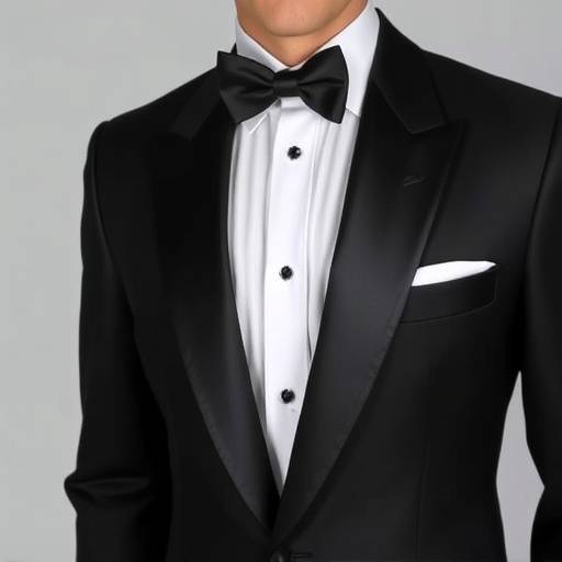 Black silk blend tuxedo with satin lapels
