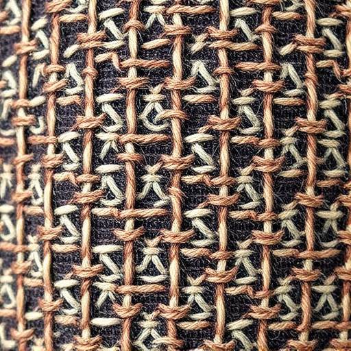 Close-up of tweed fabric with intricate pattern
